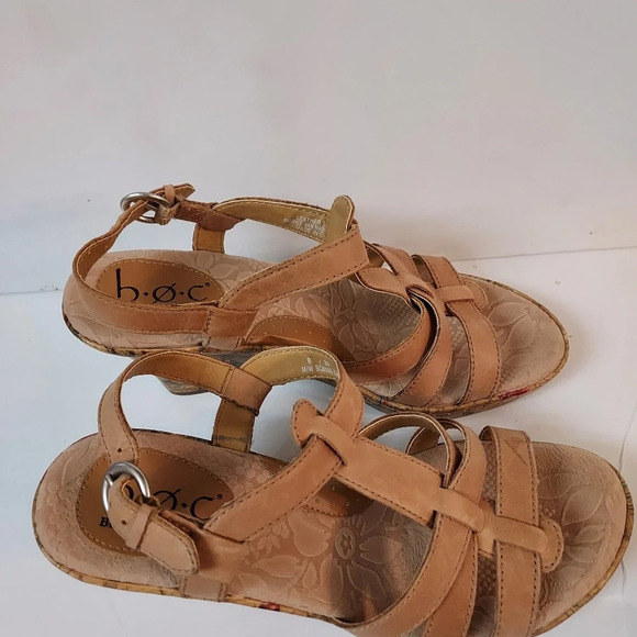 BOC Born Concept Leather Floral Cork Wedge Slingback Sandals in Size 8 - Picture 6 of 11